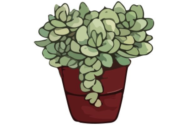 A Vibrant Potted Plant with Green Leaves and a Red Pot