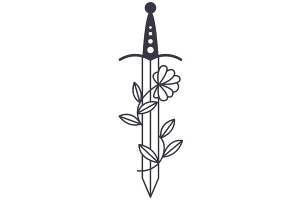 Stylized Illustration of a Sword with Floral Accents