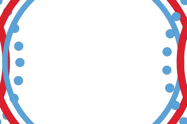 Circular Design with Blue and Red Rings and Dotted Border