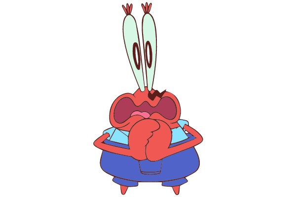 Red Crab in Blue Suit, with Distress Expression