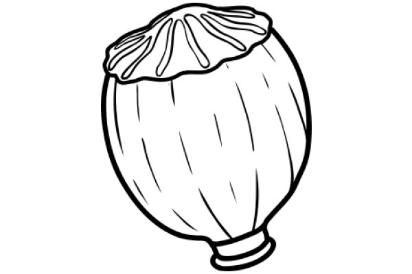 A Simple Line Drawing of a Fruit Ball with a Textured Surface and a Stem