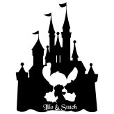 A Silhouette of a Castle and a Bunny, with the Words 'Tilo & Stitch' at the Bottom