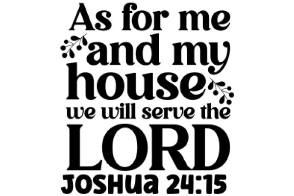 As for me and my house, we will serve the Lord Joshua 24:15