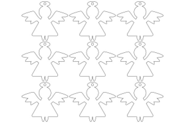 A Collection of White Line Drawings of Angelic Figures