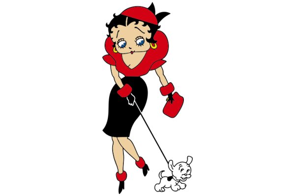 A Whimsical Scene: A Stylish Woman and Her Canine Companion