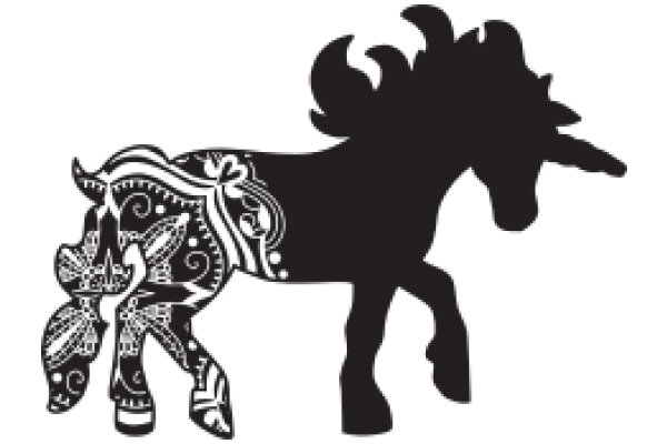 Stylized Horse Silhouette with Decorative Patterns