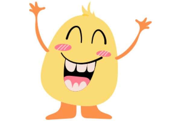 A Delightful Illustration of a Happy, Yellow Character with Pink Lips and Orange Arms