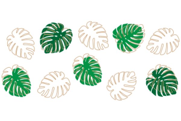 A Collection of Stylized Flower Patterns in Green and Gold