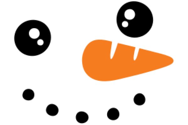 Whimsical Smiley Face with Orange Carrot Nose and Black Dots for Eyes and Mouth