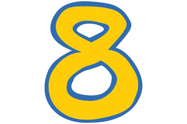 Eight in Blue and Yellow Outline