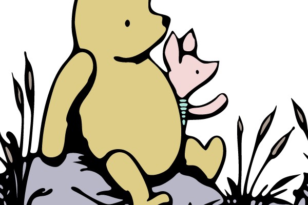Winnie the Pooh and Piglet on a Rock