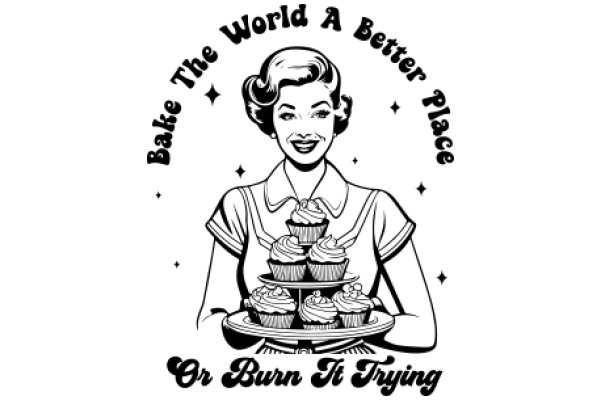 A Vintage Advertisement for a Bakery: 'Bake the World a Better Place with Our Delicious Cupcakes and Try Our Burn-It-Trying Special Offer!'