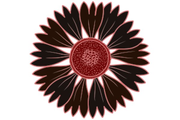 Vibrant Flower Design with a Red Center and Black Petals