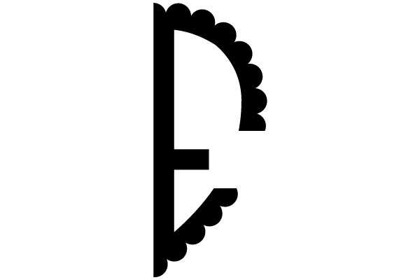 Scalloped-Edged 'E' with Parallel Line