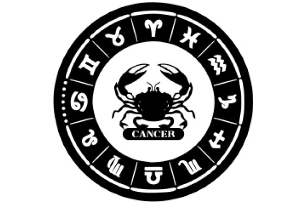 Cancer Zodiac Sign Logo with Astrological Symbols