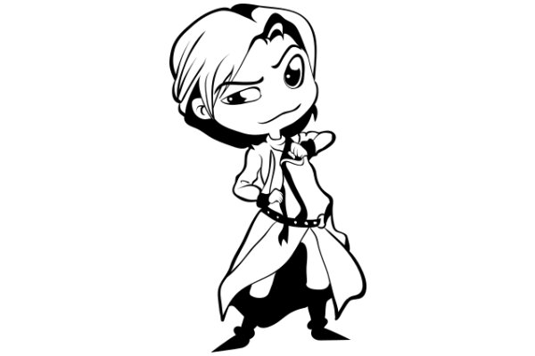 Stylish Cartoon Character with a Mysterious Expression