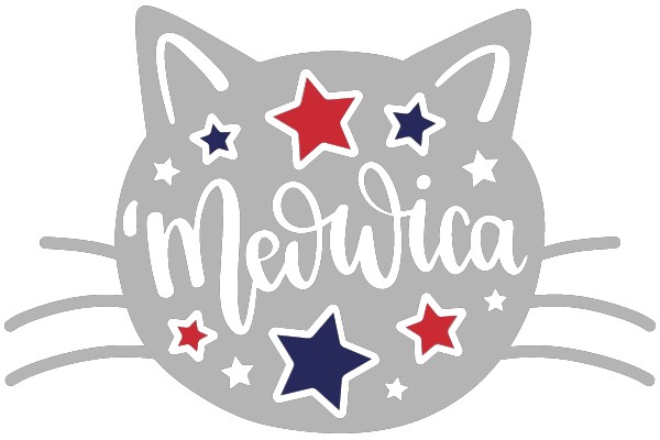 Cat Face with Star Decorations and Text