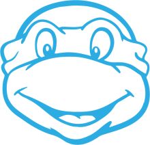 Stylized Blue Logo of a Smiling Cartoon Character