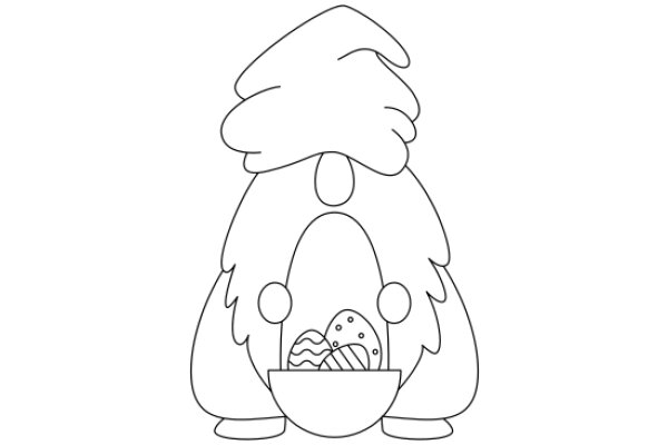 A Whimsical Scene: A Gnome-like Figure with a Basket of Easter Eggs