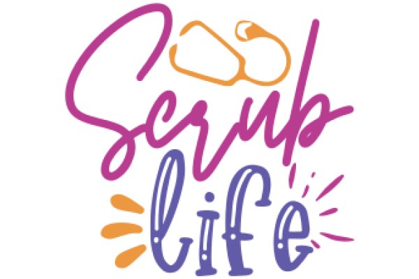 Scrub Life: A Graphic Design of a Purple and Orange Logo with a Stylized Text