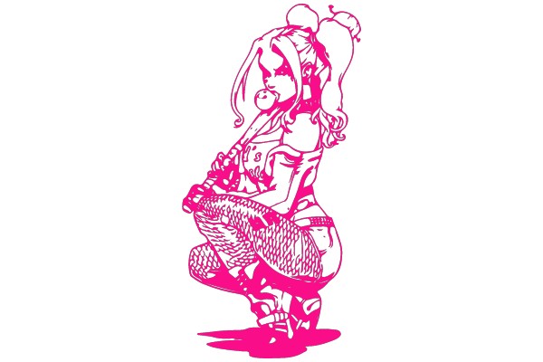 'Crimson Croucher: A Pink-Hued Character Study'