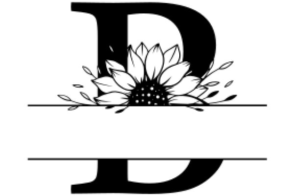 Stylized Letter D with Flower Accent