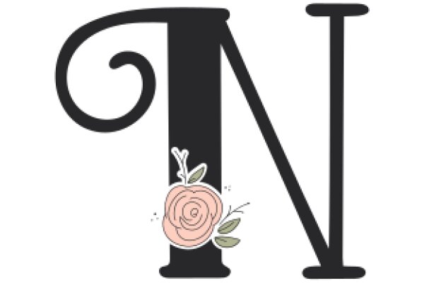 Stylized Letter 'N' with a Flower Decoration