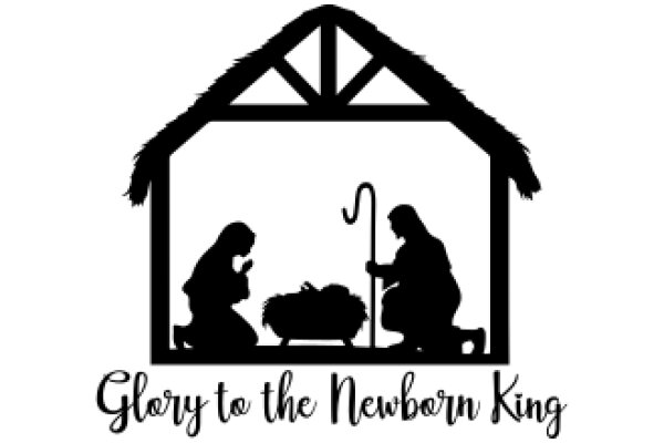 A Silhouette of a Nativity Scene with the Text 'Glory to the Newborn King'