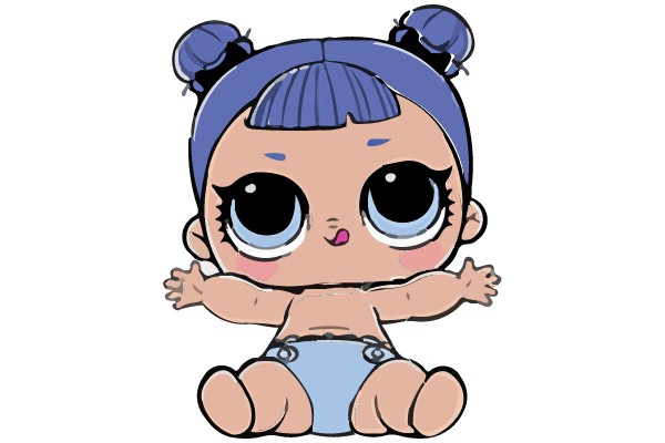 Adorable Blue-eyed Baby Sitting with Pigtails