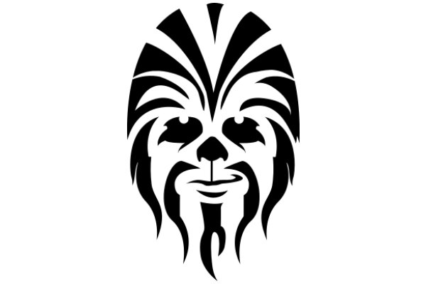 Stylized Portrait of a Bearded Face with a Smiling Expression and a Design on the Hair