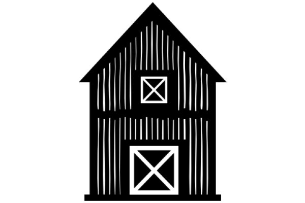 Simplistic Illustration of a Barn with Two Windows and a Door