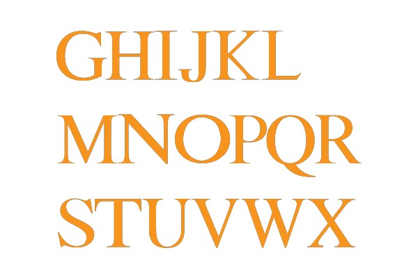 Alphabet Chart in Orange Font
