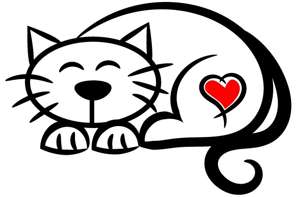 Smiling Kitty with a Heart Tail
