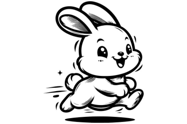 Energetic Ears: A Playful Cartoon Bunny in Motion