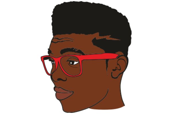 Stylish and Modern: A Portrait of a Man in Red Glasses and a Black Afro