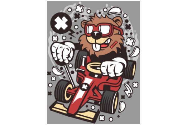 The Bear's Racing Adventure: A Playful Illustration of a Bear in a Race Car
