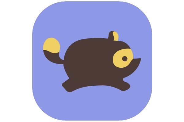 A whimsical creature illustration in a blue square