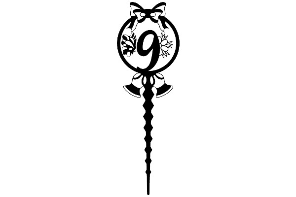 Stylized Logo with Number Nine and Floral Design