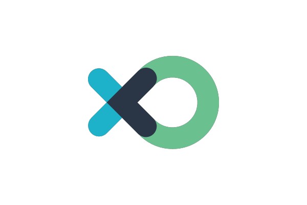 Stylized Logo with a Curved Design and a Color Scheme of Blue, Green, and Black