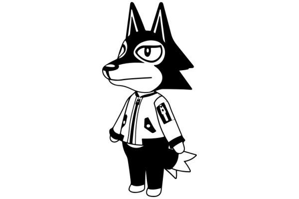 A Stylish Illustration of a Fox-like Character with a Jacket and a Patch on the Arm