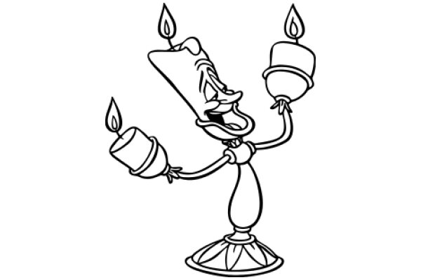 A Whimsical Illustration of a Candle-Holding Figure with a Surprised Expression