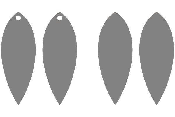 Four Gray Teardrop Shapes with a Hole
