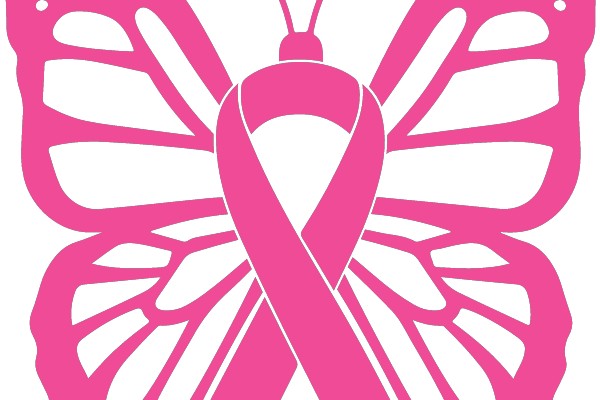Pink Butterfly with Breast Cancer Ribbon