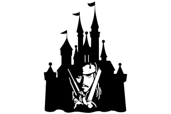 A Silhouette of a Pirate's Adventure: A Castle and a Pirate's Face