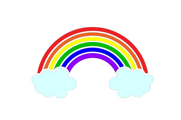 Colorful Rainbow with Clouds