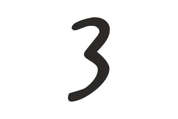 Number Three in Black on White
