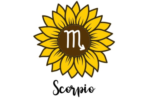 Stylized Logo of Scorpio with a Sunflower Design