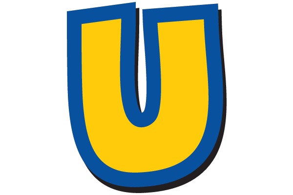 Bold Yellow and Blue Letter 'U'