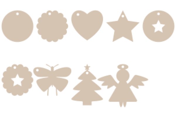 A Collection of Festive Icons: Christmas Tree, Star, Angel, Butterfly, and Heart
