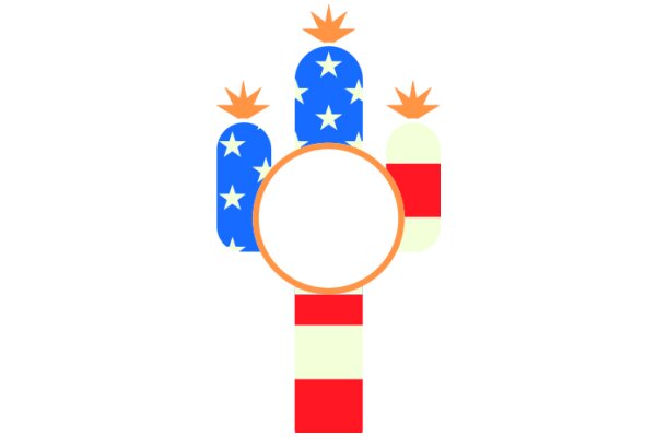 A Colorful Illustration of a Magnifying Glass with Stars and Stripes